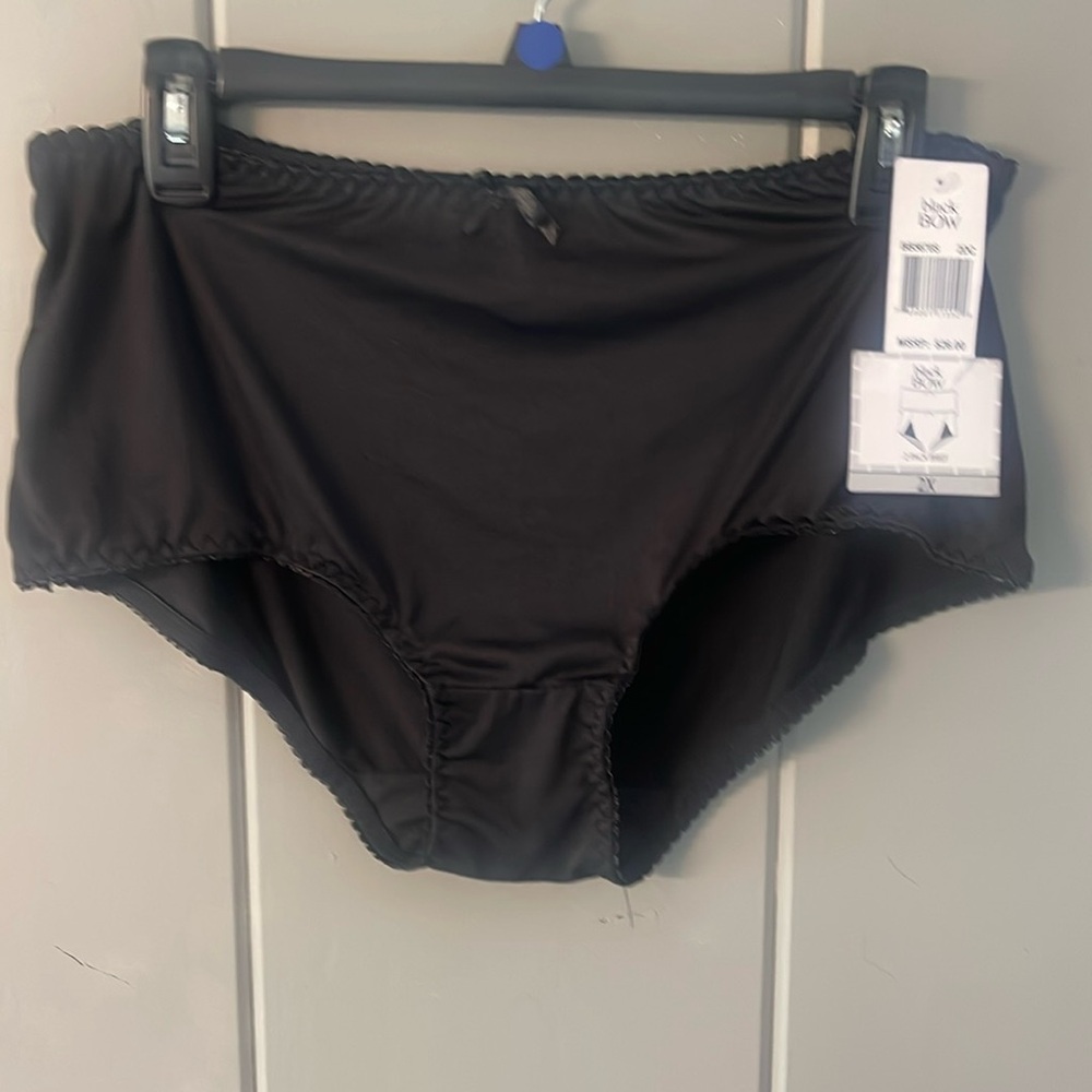Black Bow Black Brief Panty Polyester Spandex Sissy Panty Plus Size 2X
